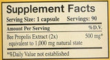 YS Eco Bee Farms Propolis 1000 : capsules visibles, faciles à avaler.