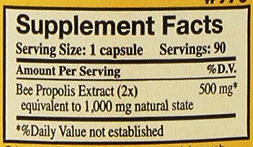 Propolis cru 1000 mg en gélules, YS Eco Bee Farms, format pratique au quotidien.