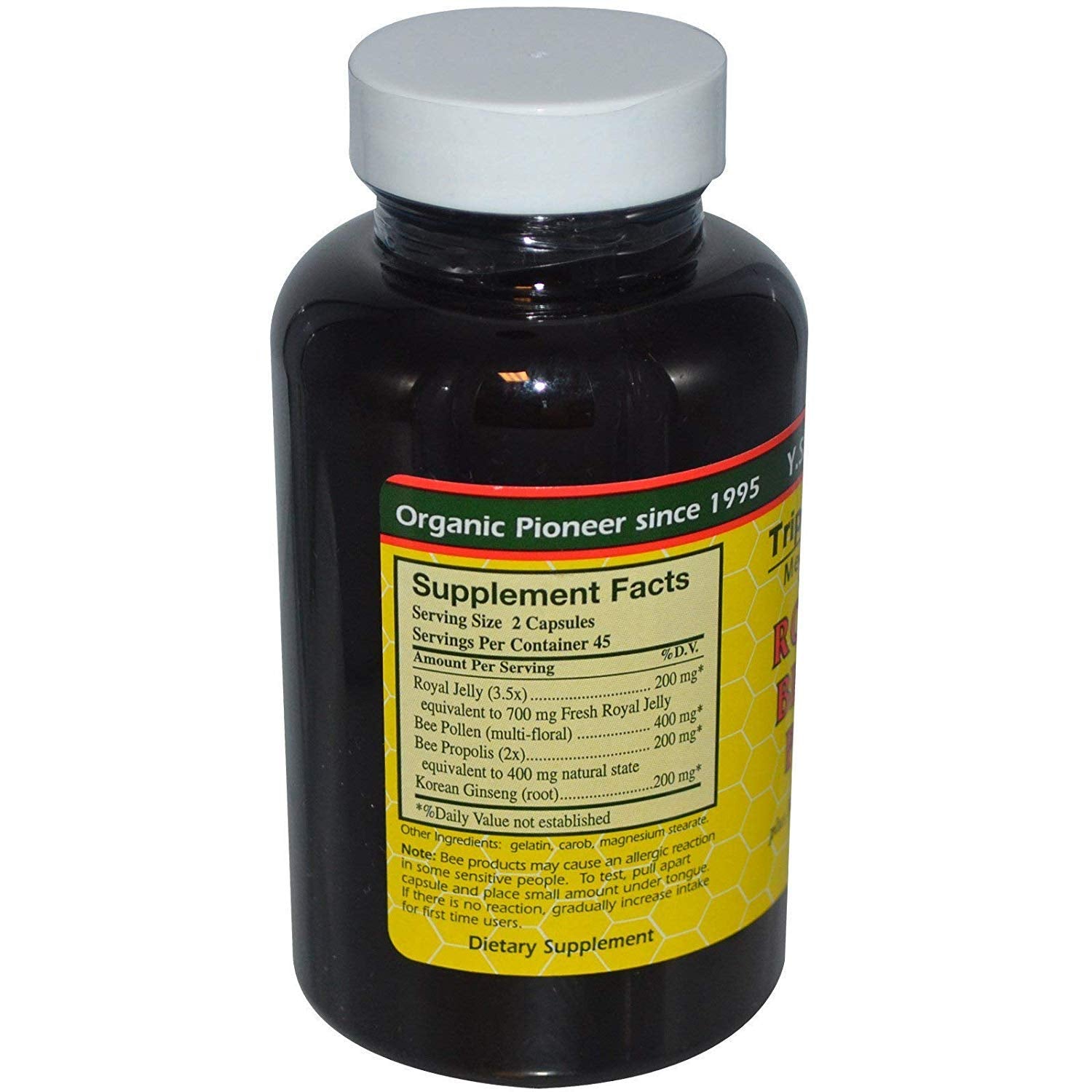 YS Eco Bee Farms, capsules de gelée royale, nutriments potentiels pour le quotidien.