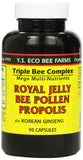 YS Eco Bee Farms - Gelée royale, pollen et propolis en capsules avec ginseng pour énergie potentielle.