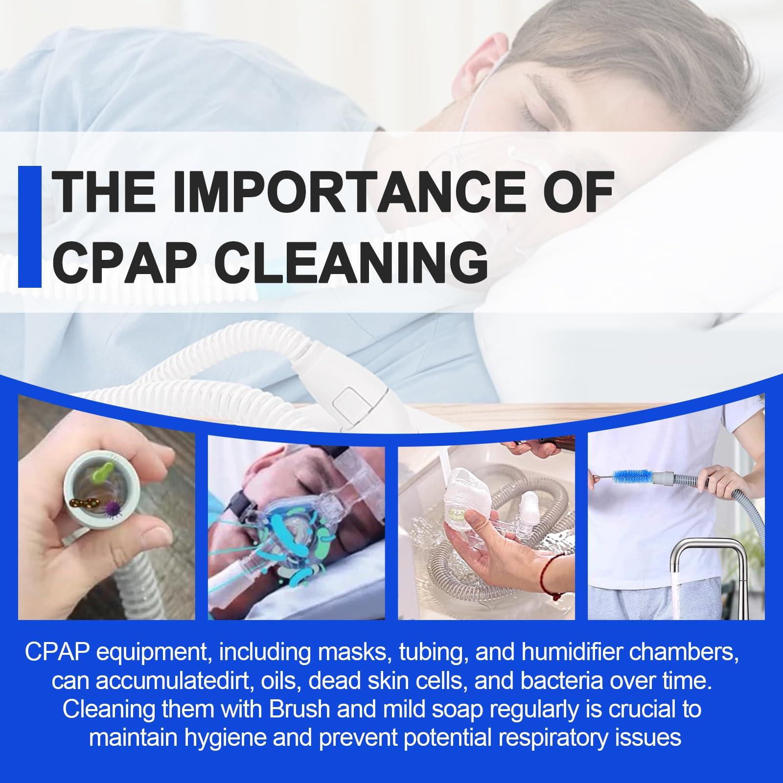 Brosse-connecteurs Yueerbao dédiée aux petits connecteurs CPAP.