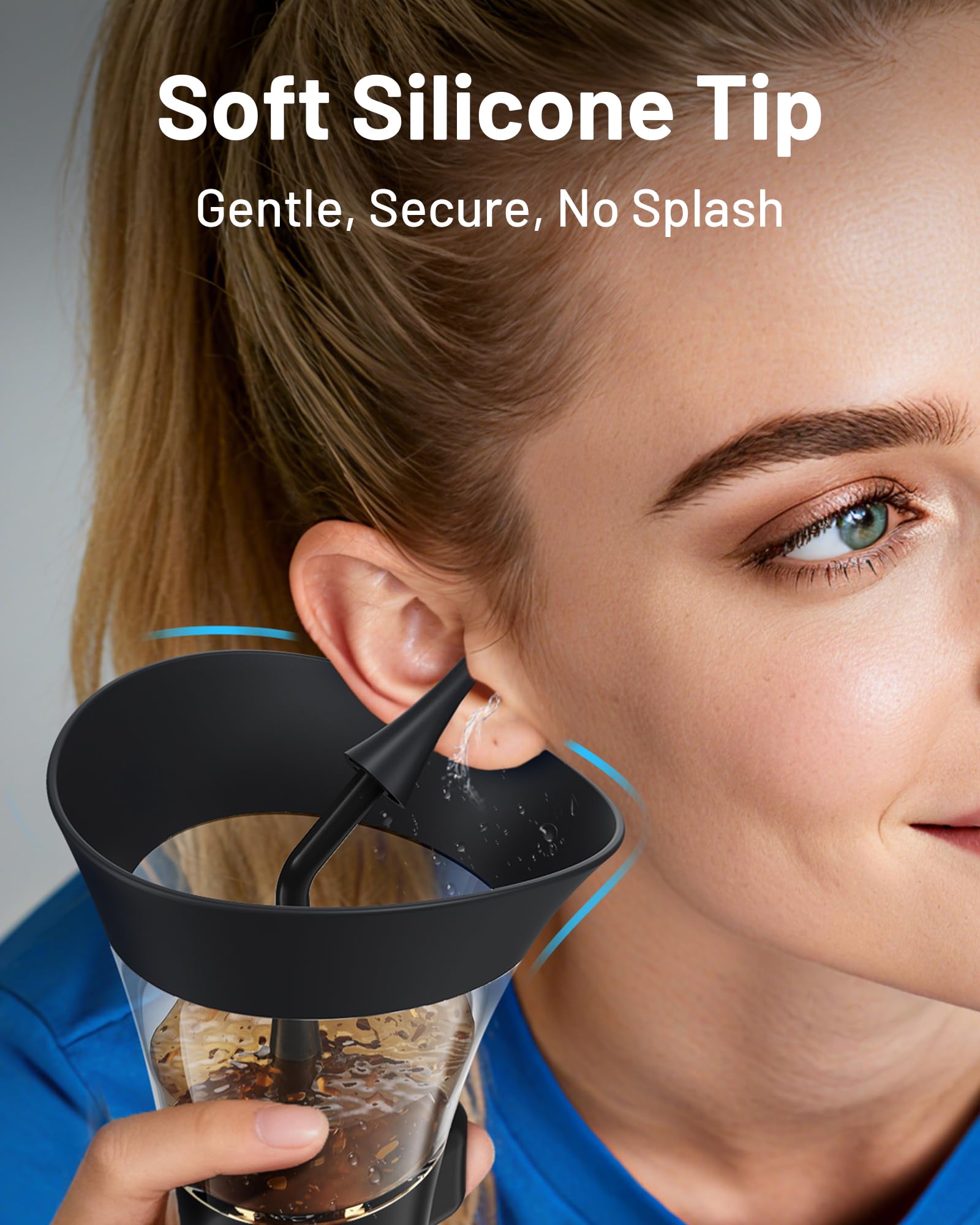 Yumika securite-confort: pointe silicone douce protege oreille et evite les eclaboussures.