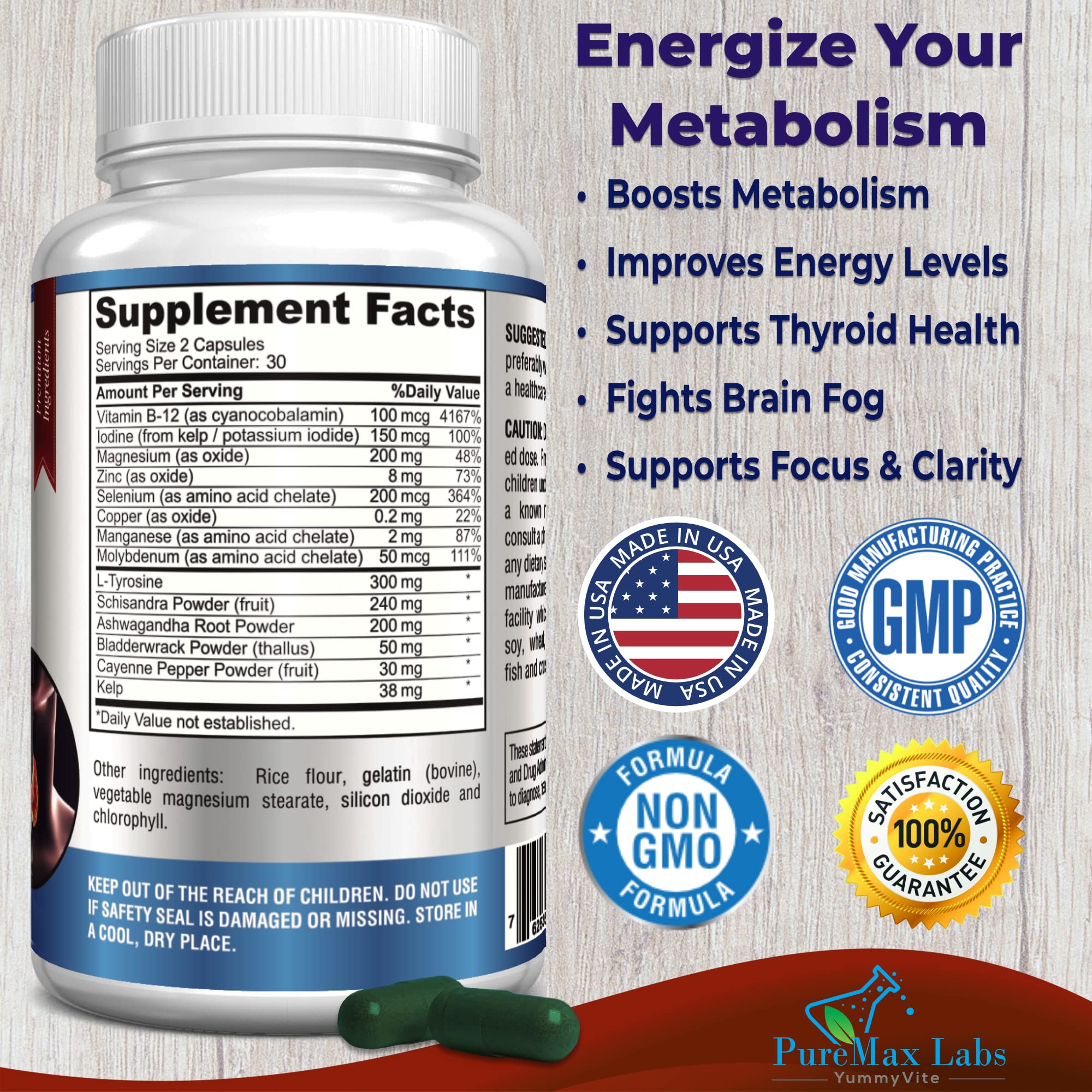 YUMMYVITE – capsules thyroïde, concentration et clarté potentielles.