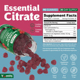 Gommes YUM-V'S magnésium citrate, étiquette lisible et utilisation simple.