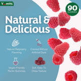 Gommes YUM-V'S framboise, sans gluten et adaptées à diverses diètes.