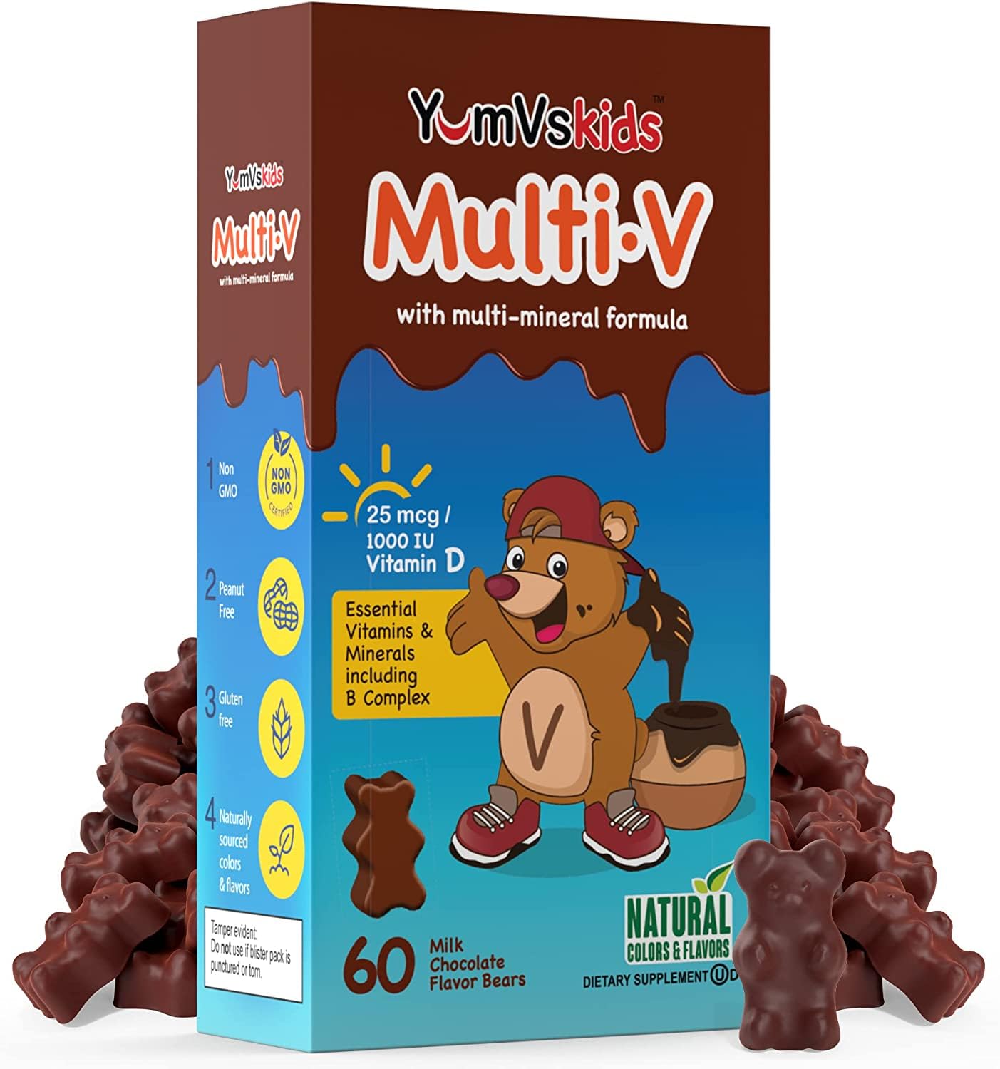 YUM-V'S Oursons Chocolatés énergie quotidienne pour les activités scolaires.