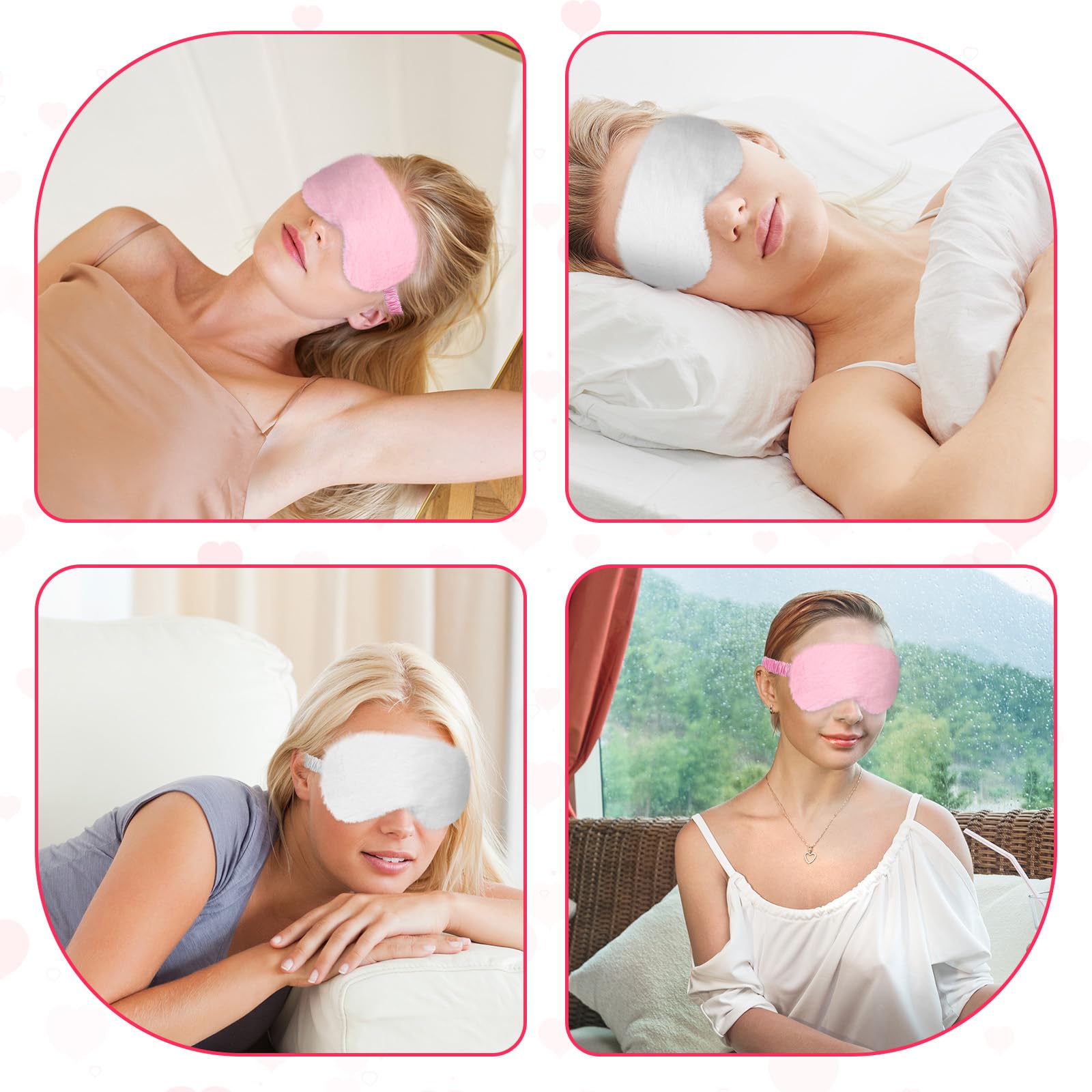 Masque yeux Yuomeaz peluche rose, design élégant et confortable