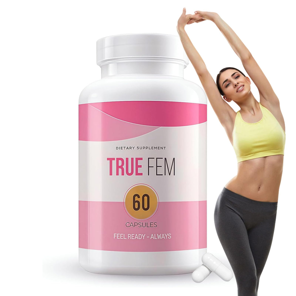 Yuonry True fem : bouteille de gélules, soutien quotidien féminin