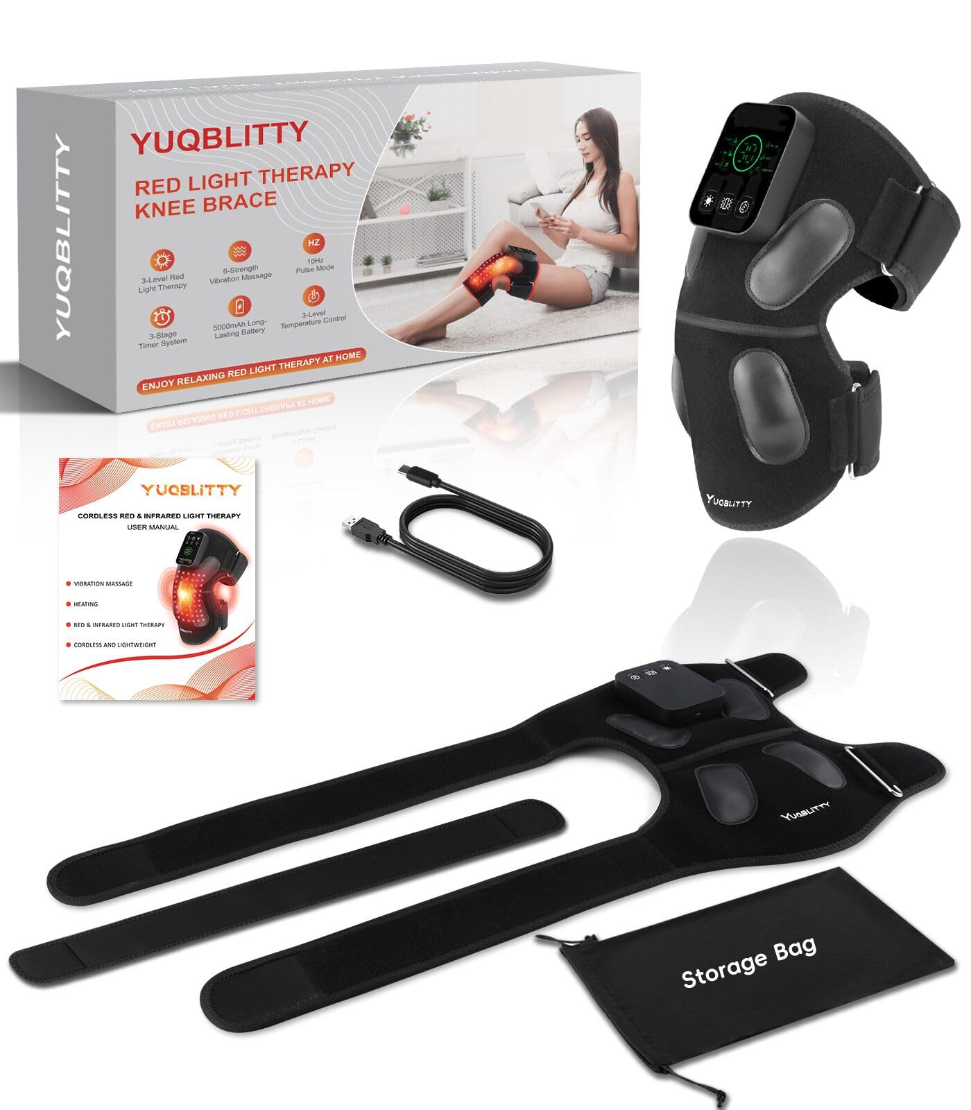 YUQBLITTY genou: design ergonomique couvrant tout le genou.