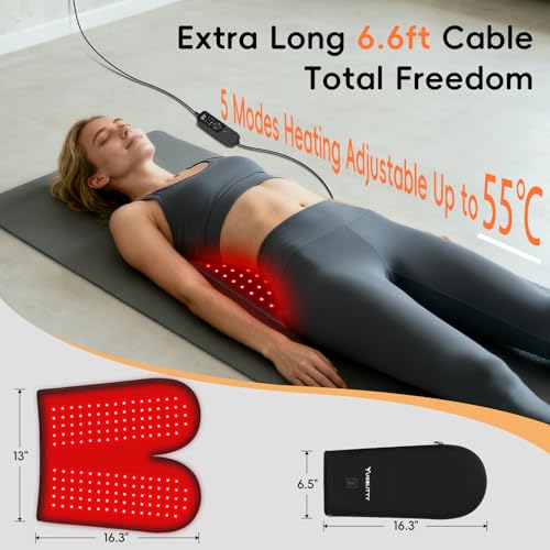 Tapis YuQBLITTY Lumière Rouge déployé couvrant dos et cuisses pour chaleur enveloppante.