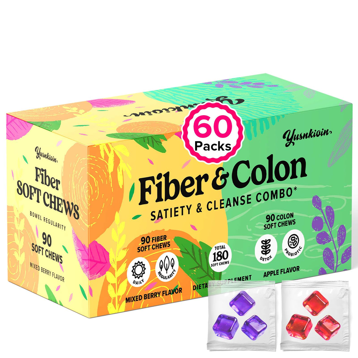 Gommes fibre Yusnkioin: texture douce pour l’apport fibreux.