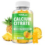 Gommes Calcium Citrate Yuulai en bouteille, facilité d'apport quotidien pour os et muscles.