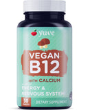 Yuve B12 calcium comprimés dans flacon, absorption optimisée.