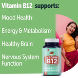Yuve B12 calcium énergie, comprimés véganes pour soutien potentiel à l'énergie quotidienne.