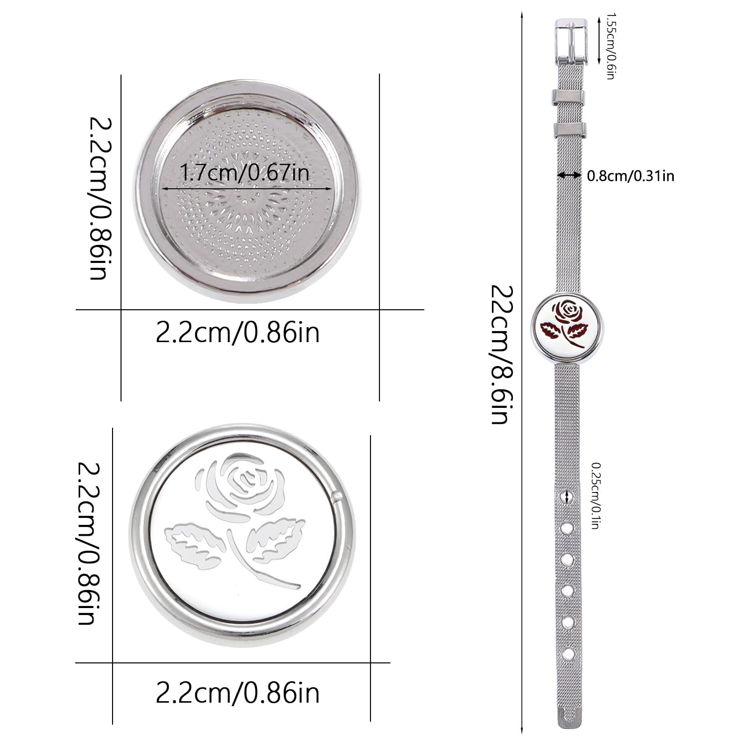 YWLI détail bracelet rose acier inoxydable look raffiné et durable.
