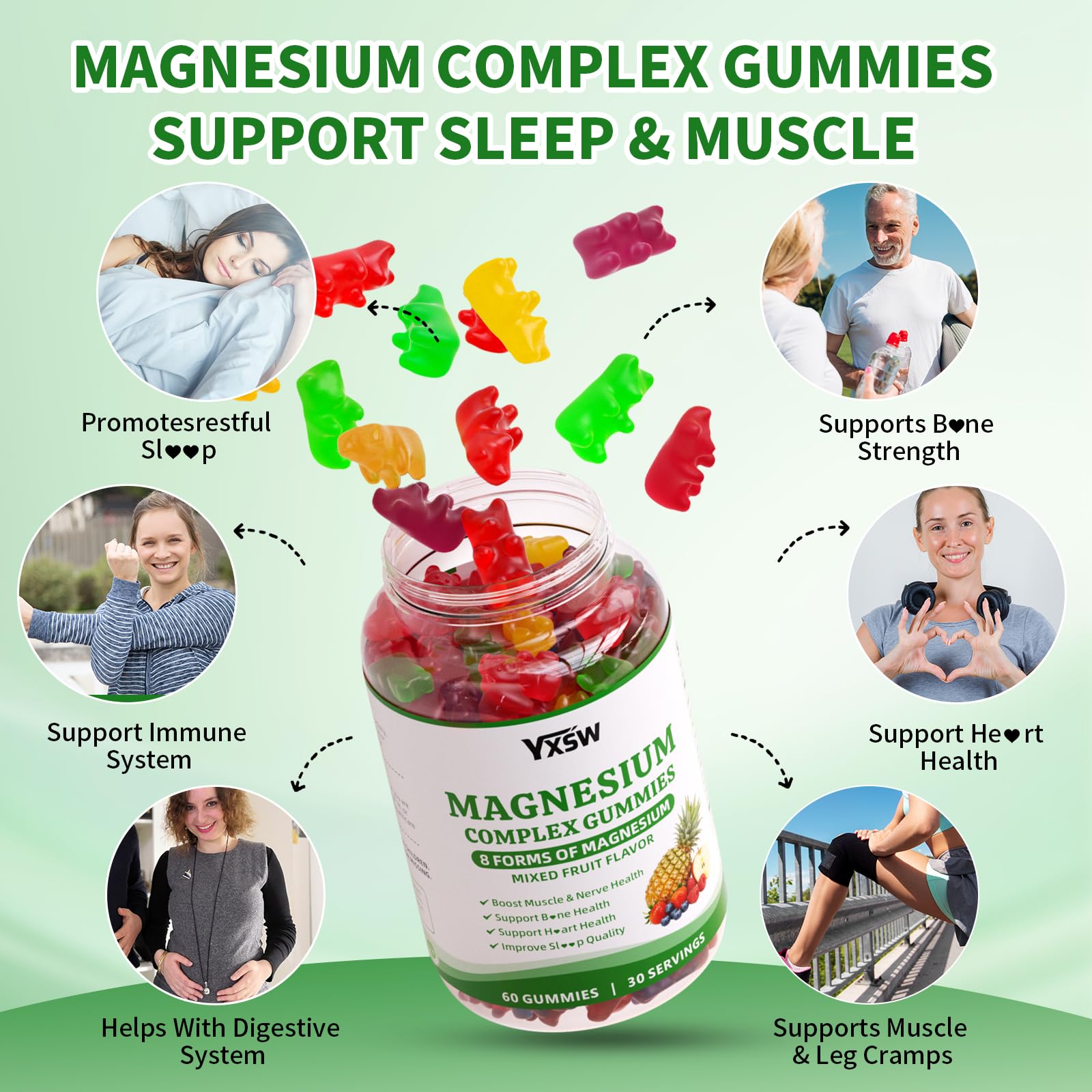 YXSW Magnésium Complexe – vegan et sans OGM, sans allergènes.