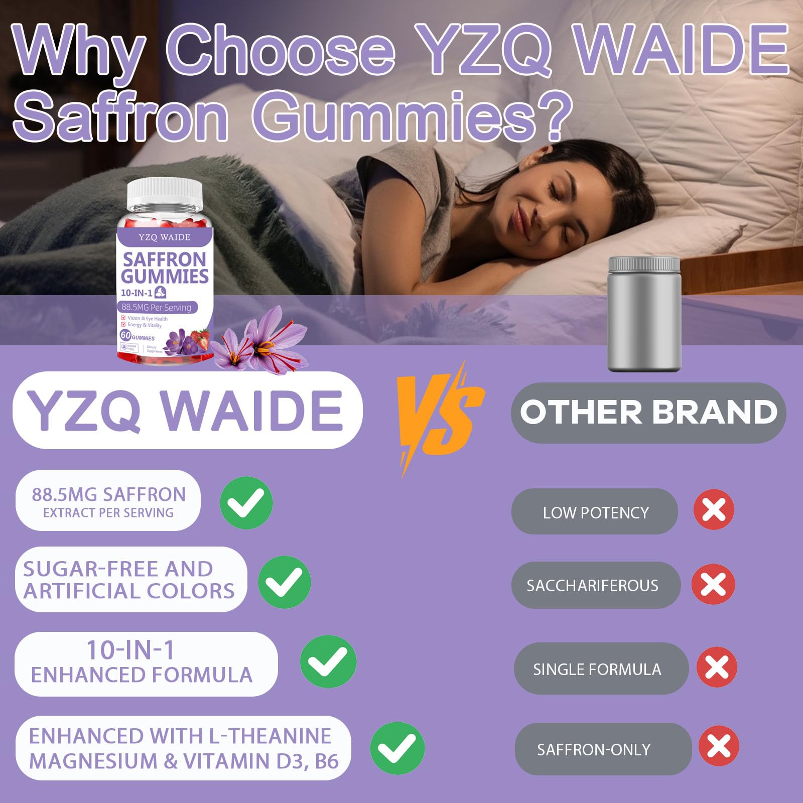 YZQ WAIDE gommes-safran-usage-enfants-adultes, adaptées à tous les profils.