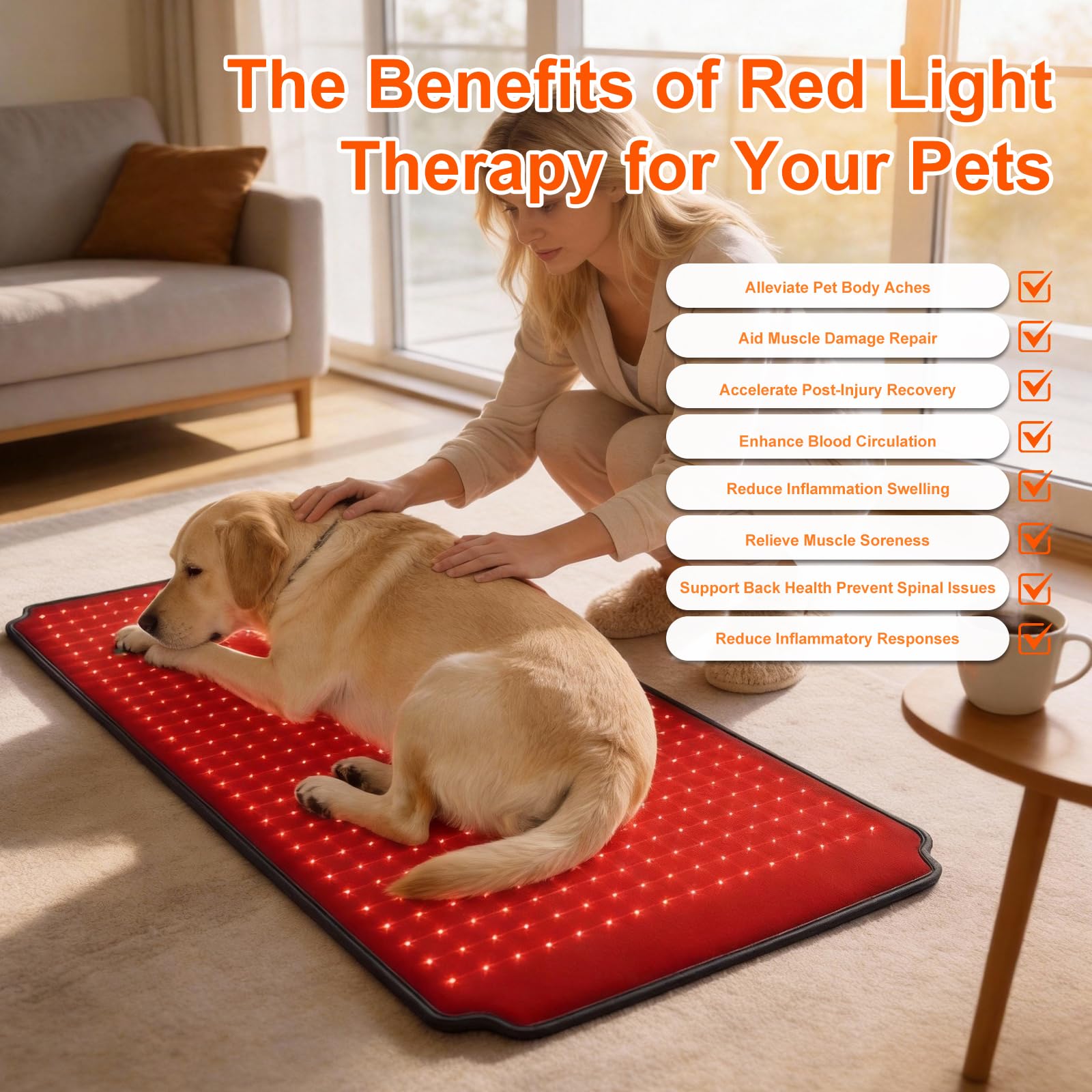 ZAEXAE matelas thérapie lumière rouge dos chien, enveloppant et réconfortant.