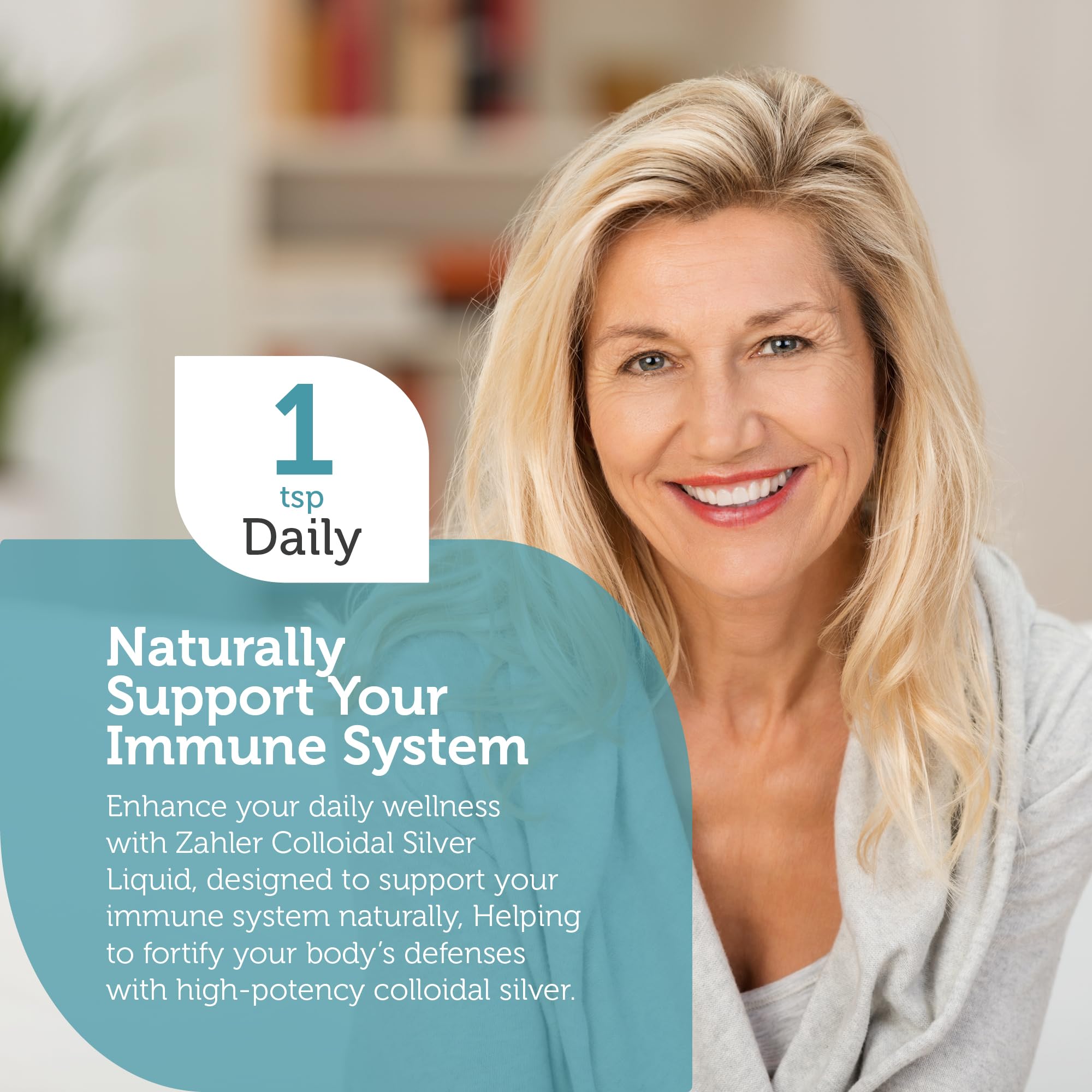 Étiquette Zahler Argent Colloidal, certifications et origine claires pour la transparence.