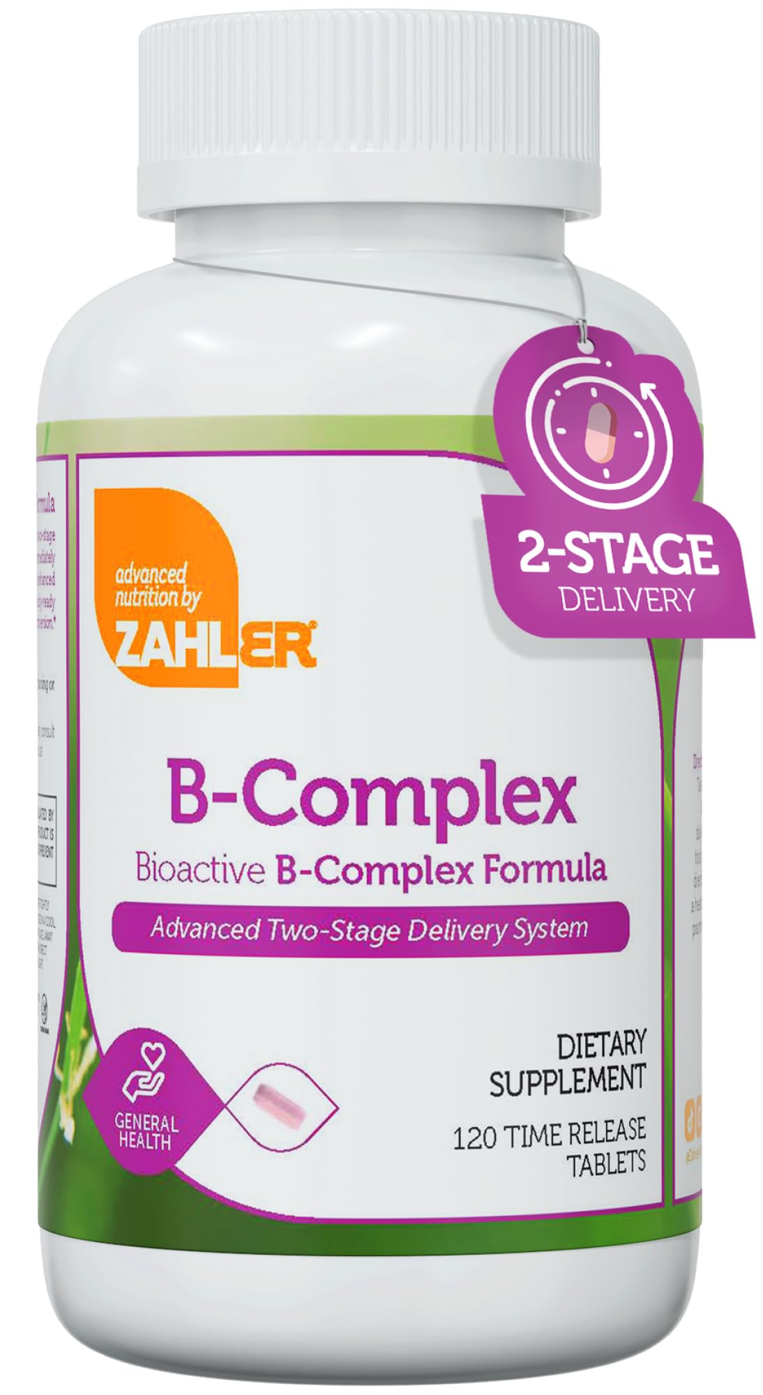 Zahler B-Complex – bouteille de tablettes avec étiquette informative