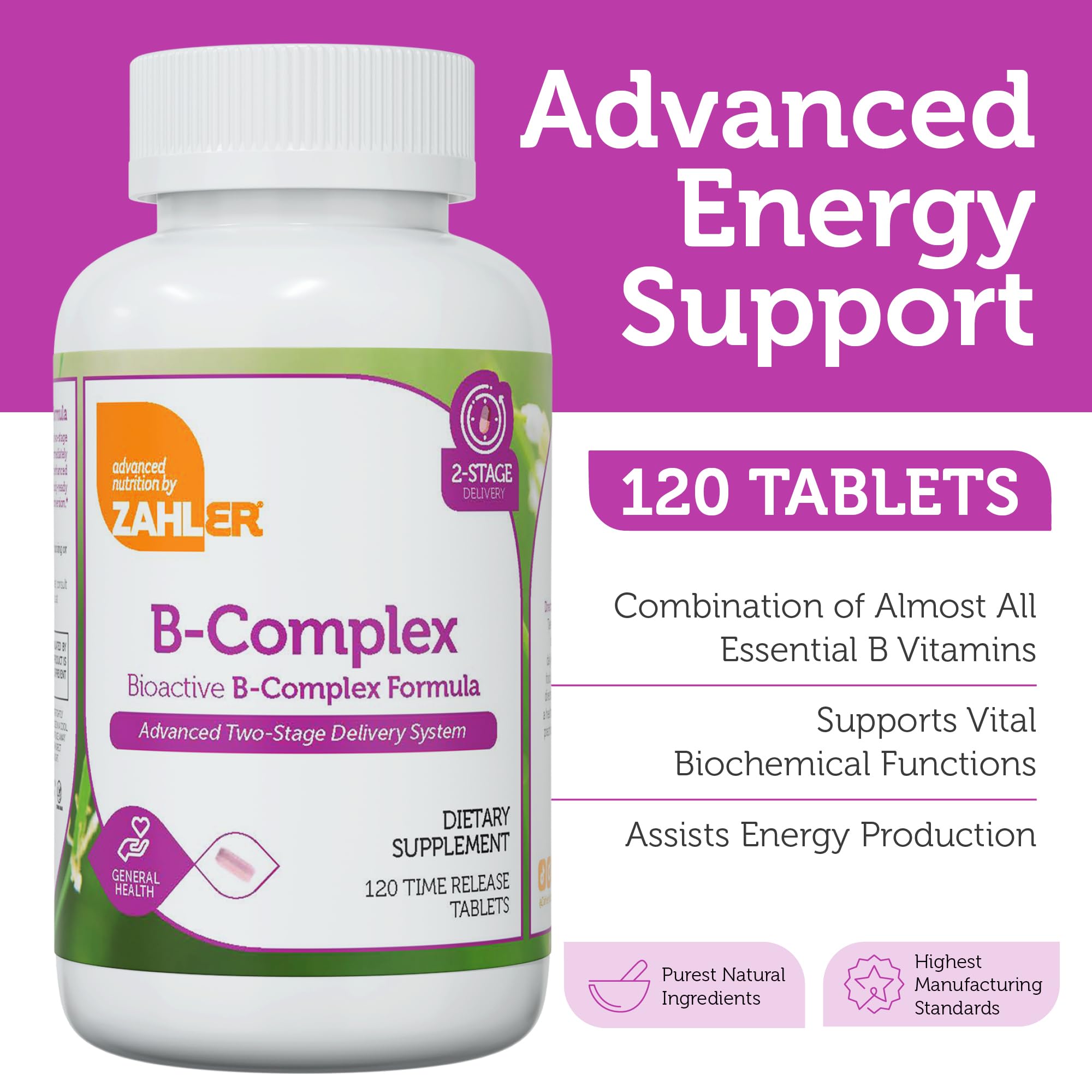 Zahler B-Complex – étiquette du produit affichant les vitamines B