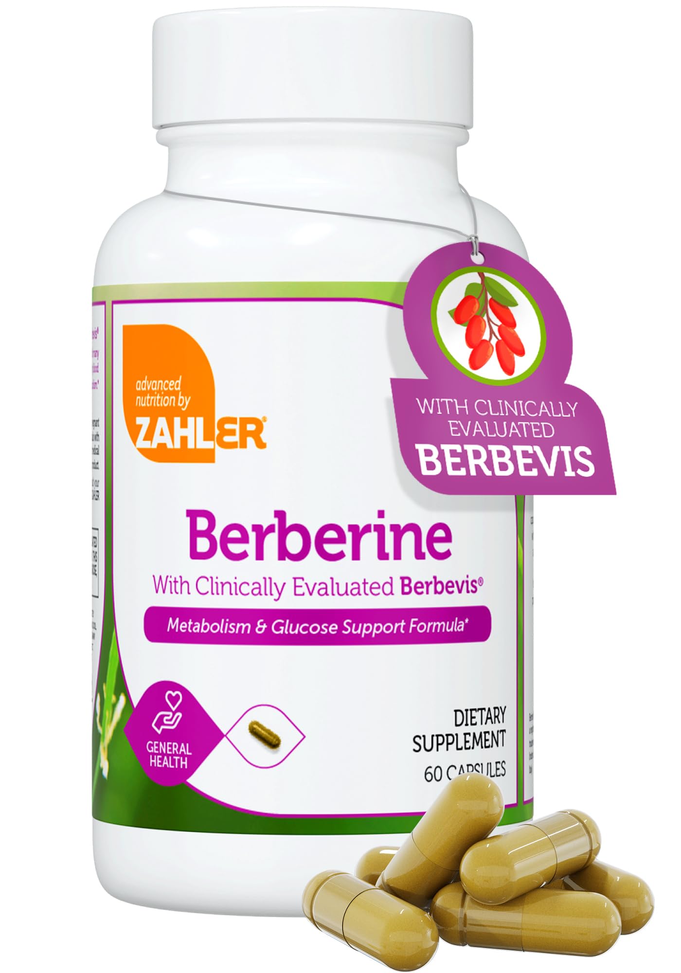 Zahler Berberine: bouteille de 60 gélules prête à l’emploi.