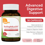 BioDophilus100 Zahler: capsules montrant 11 souches pour soutenir la flore intestinale