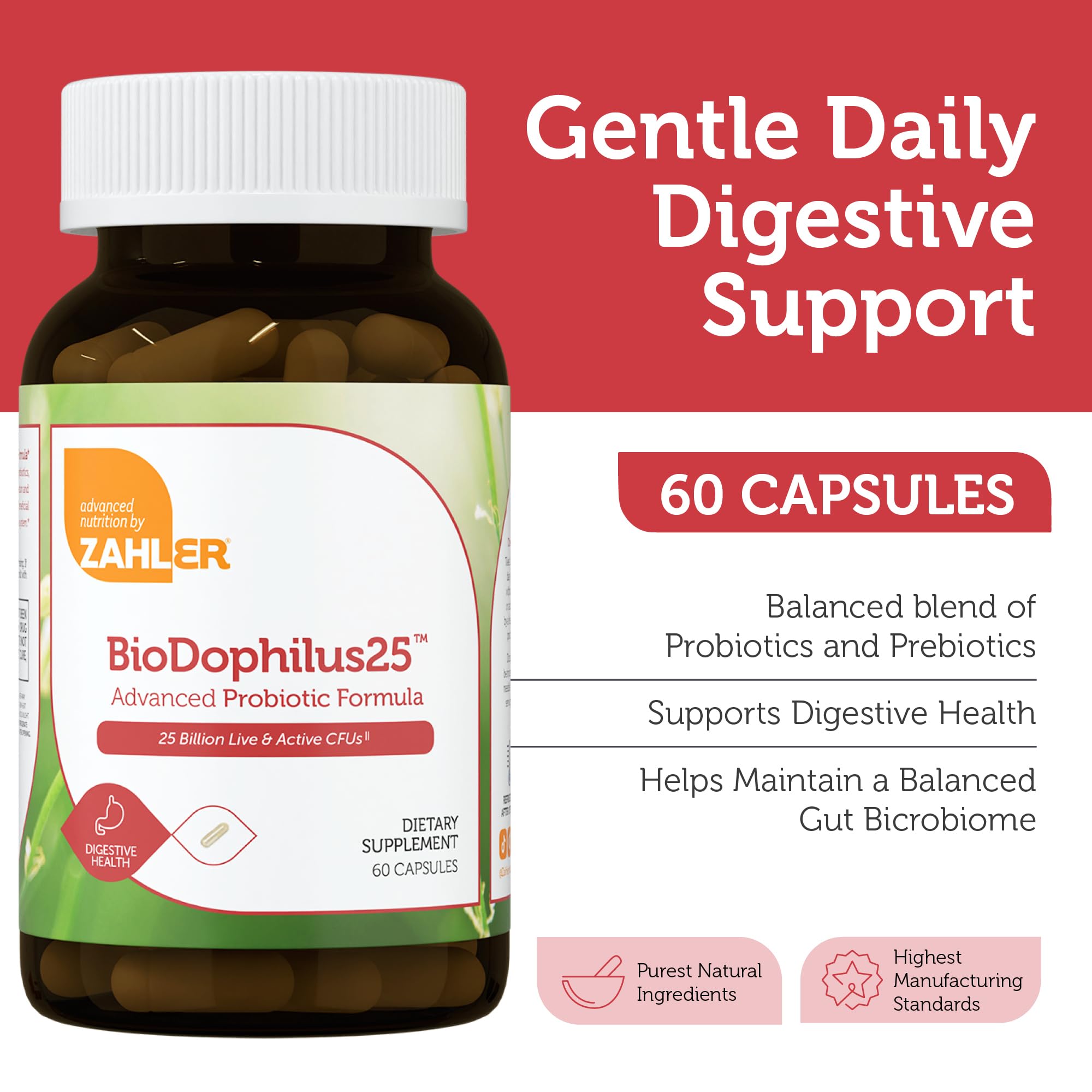 BioDophilus25, capsules probiotiques, dose quotidienne flexible pour votre confort intestinal.