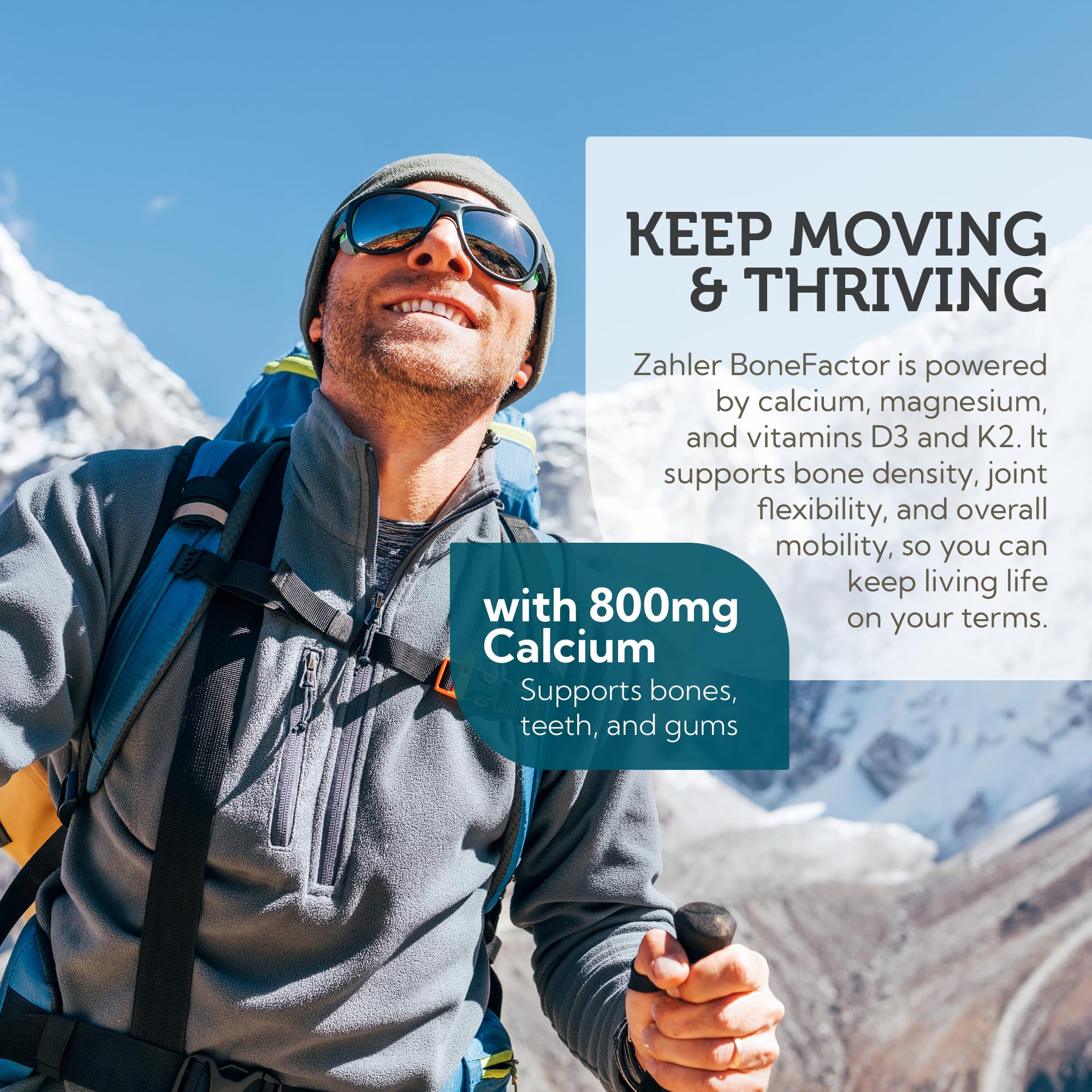 Zahler Bonefactor – Ingrédients magnésium D3 K2, favorisent l’absorption et le soutien quotidien