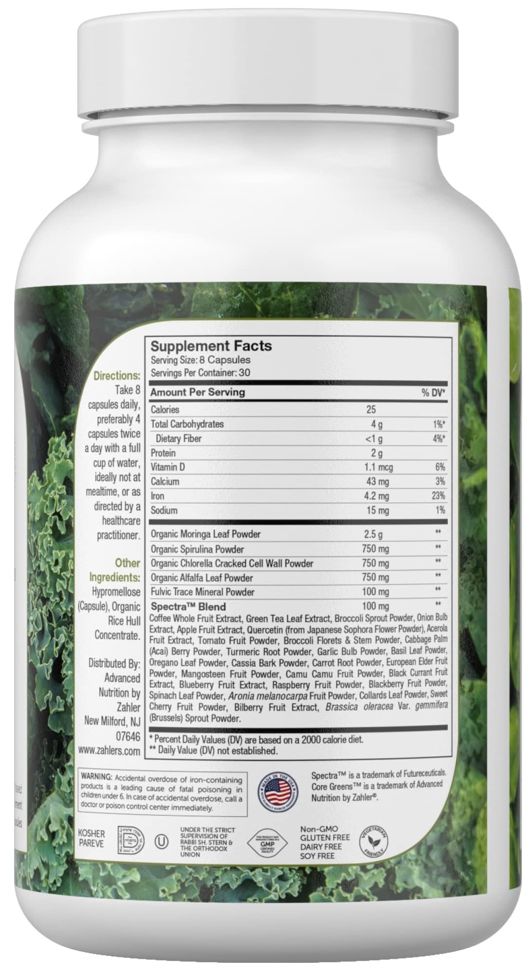 Zahler Core Greens – capsules faciles à avaler, pratique en déplacement.