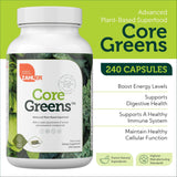 Zahler Core Greens – spiruline et chlorelle incluses, source naturelle de nutriments.