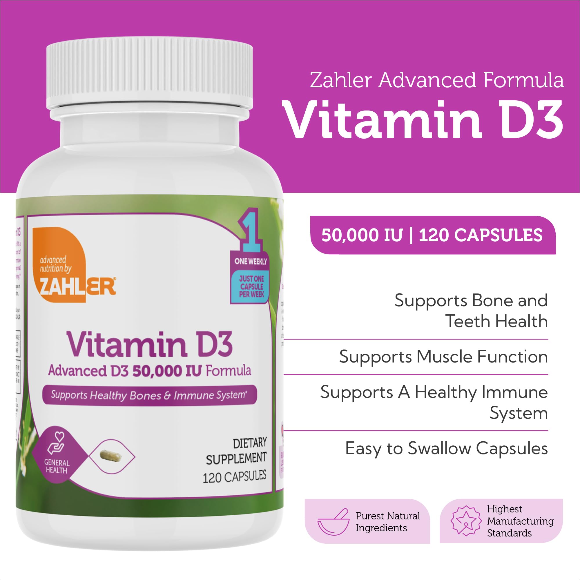Zahler D3 50000 UI – etiquette nutritionnelle clairement affichée