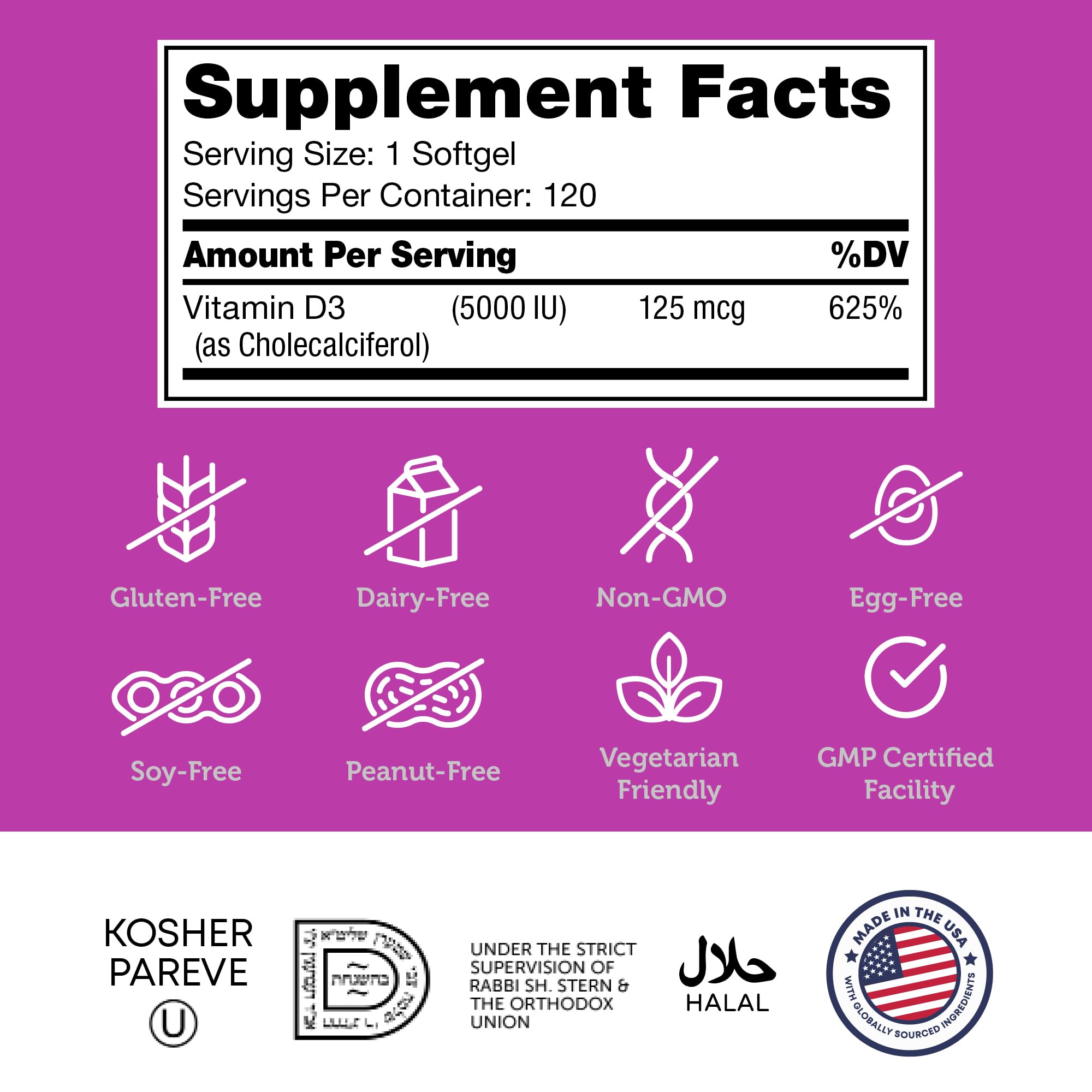 Zahler D3 5000UI – capsules faciles à avaler pour votre routine.