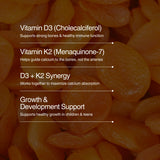 Sans gluten, sans lactose ni soja, Zahler D3-K2 pour enfants.
