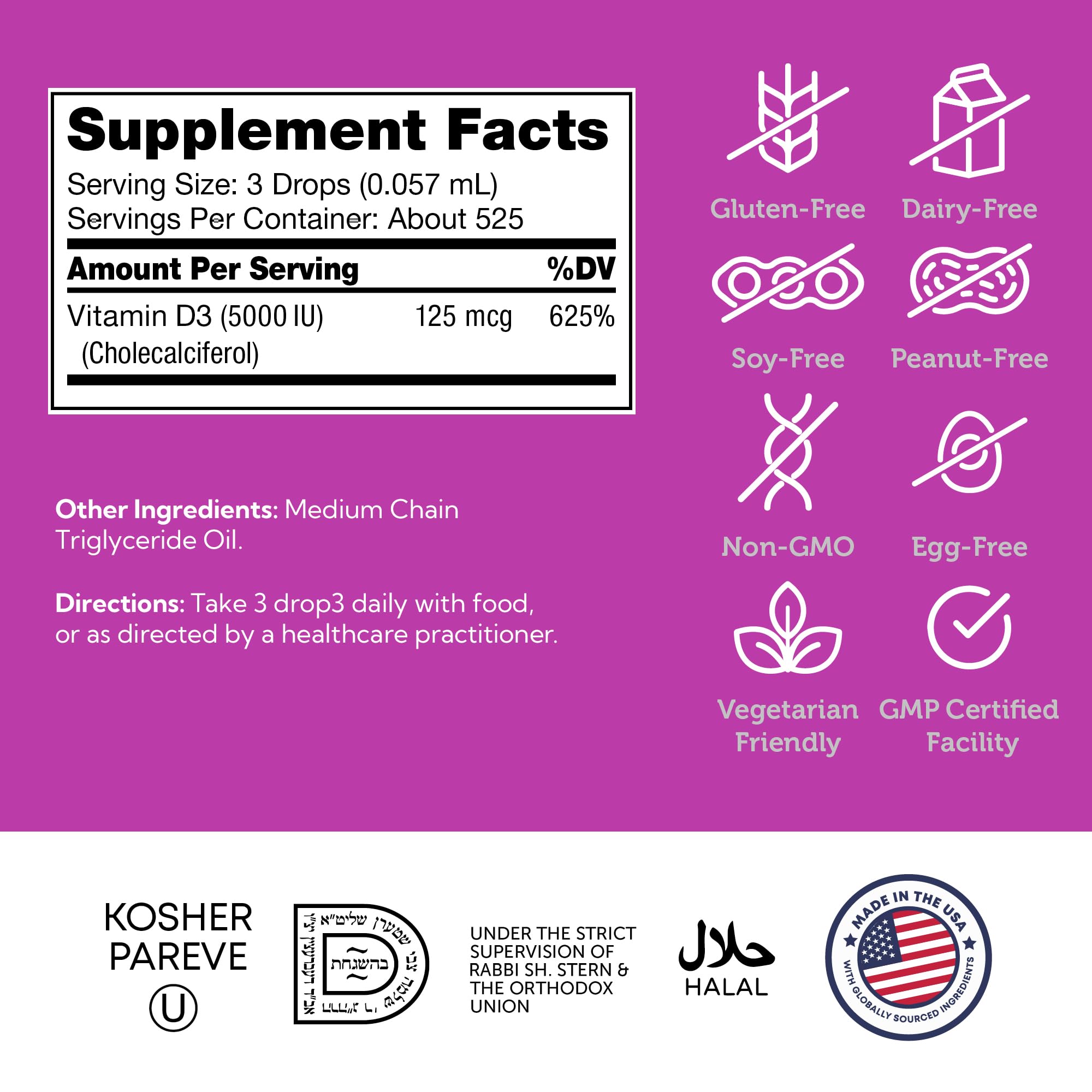 Produit Zahler D3 kosher végétarien sans OGM