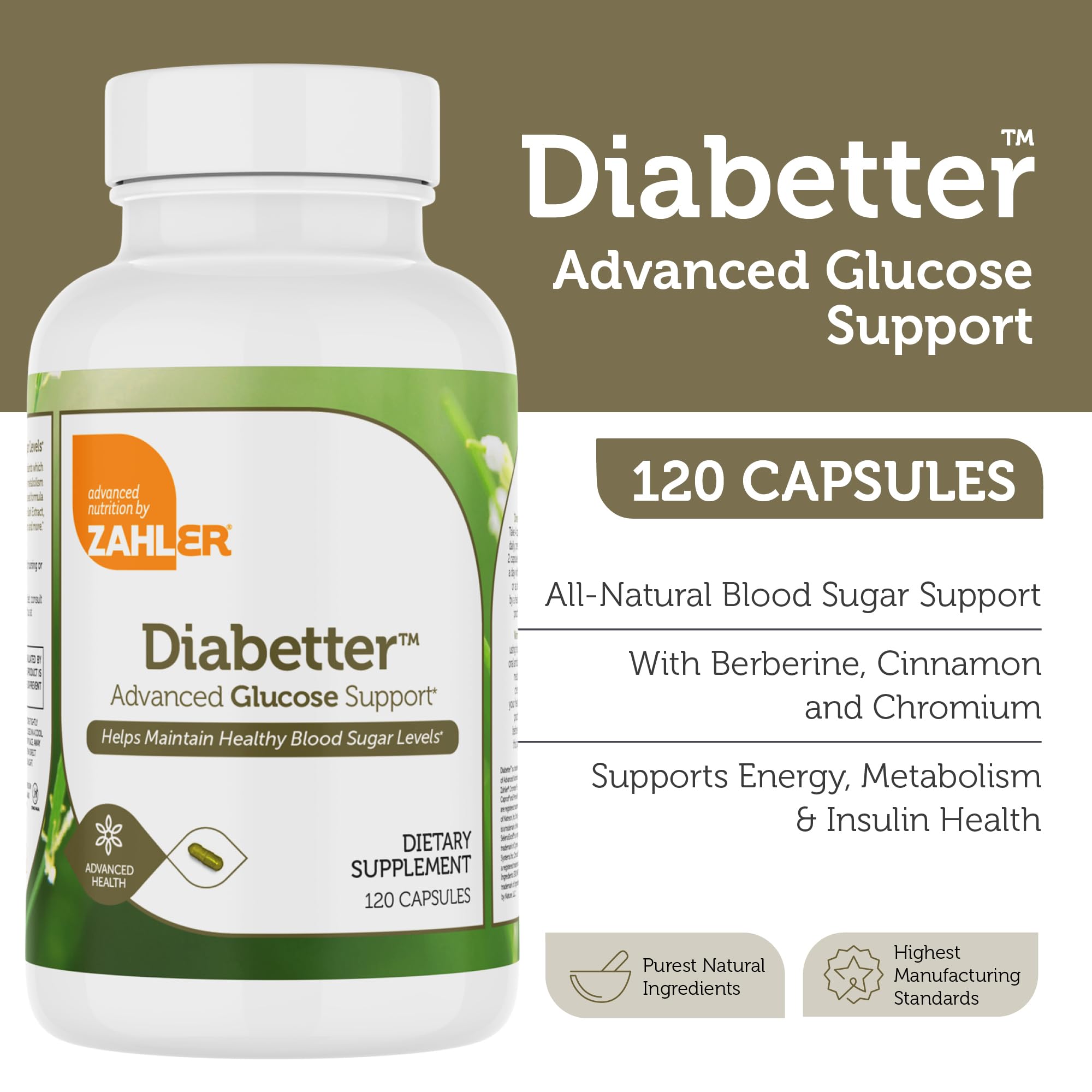 Zahler Diabetter – ingrédients clés, cannelle et extraits, pour le soutien potentiel de la glycémie.