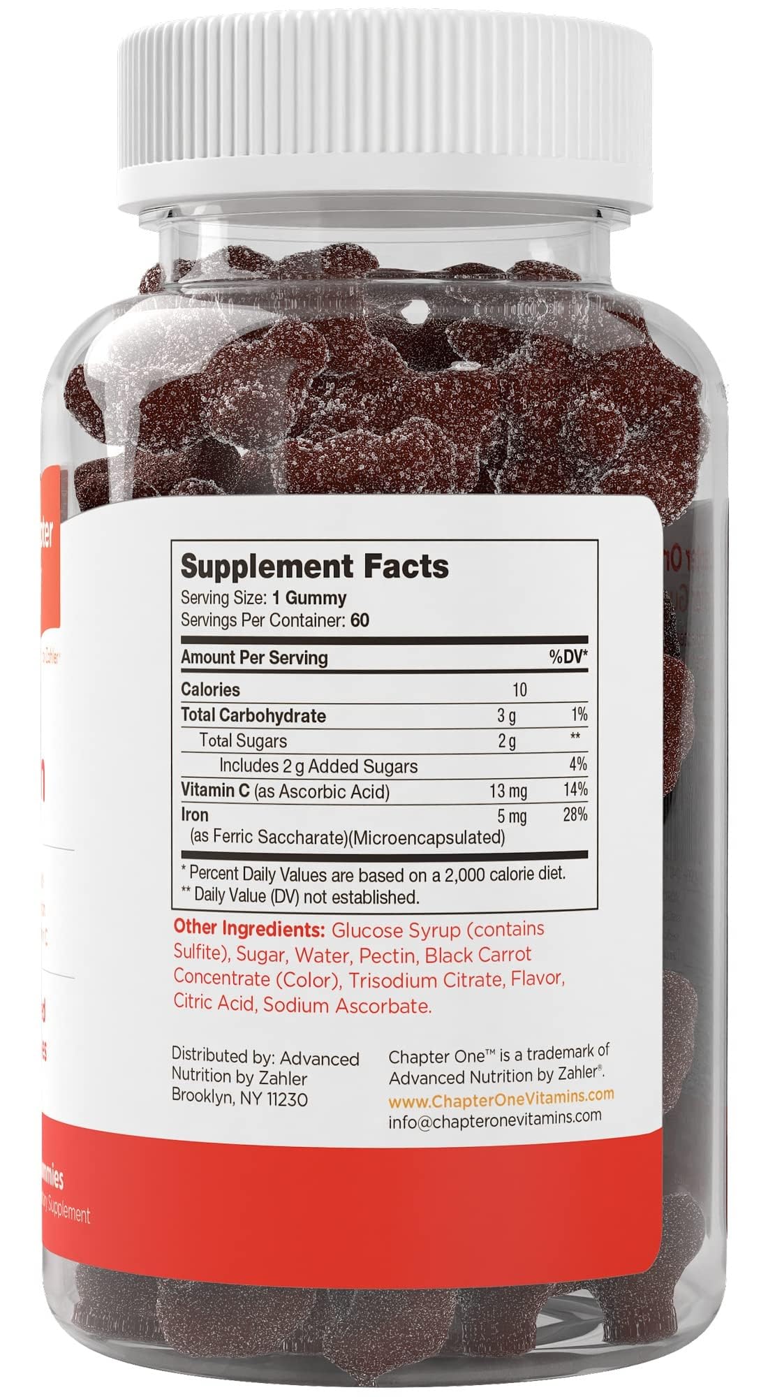 Gommes Zahler au fer et vitamine C, texture fruitée et agréable.