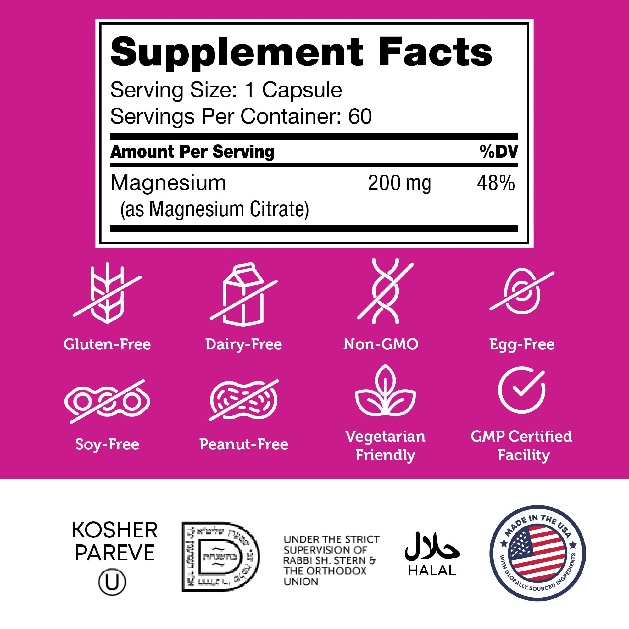 Zahler magnésium citrate gros plan sur capsules, pratique et facile à avaler.
