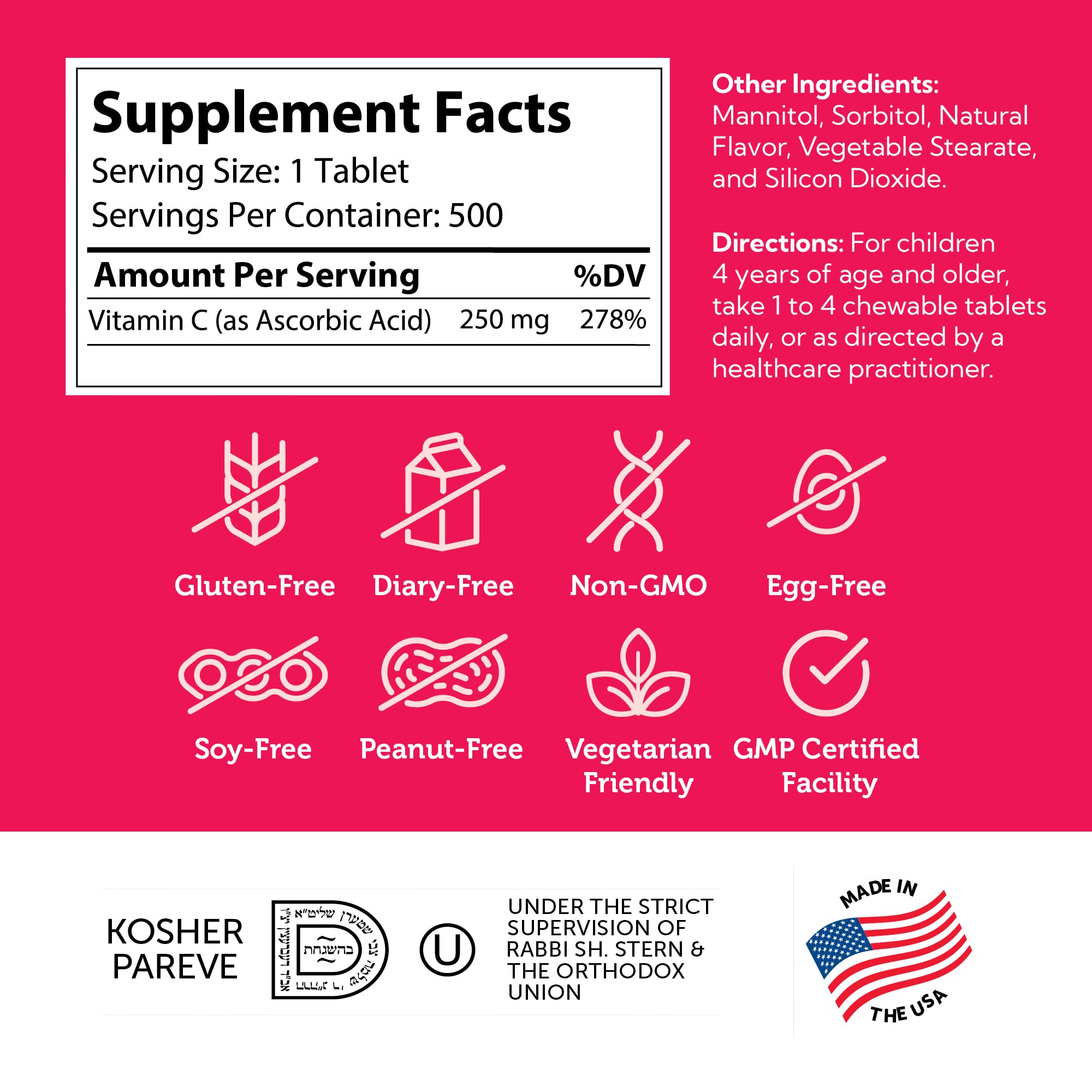 Fabrique aux États-Unis Zahler Junior C Advanced, ingrédients purs et certifiés kosher.