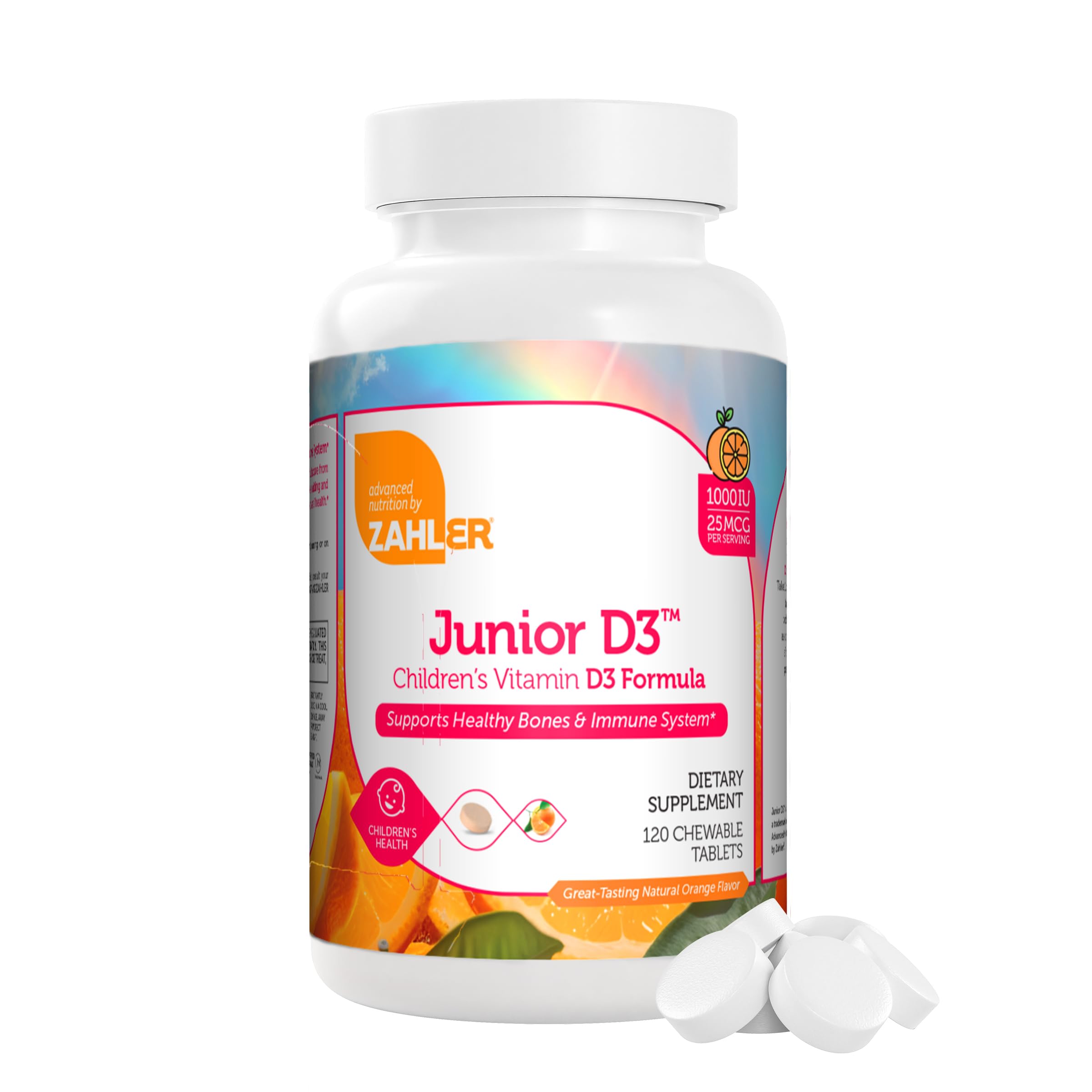 Zahler Junior D3 – bouteille pour enfant, soutien potentiel des os et des dents.