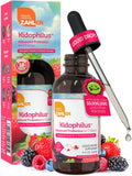 Zahler Kidophilus, bouteille de suspension fruits-punch prête à être administrée pour le bien-être digestif des enfants.