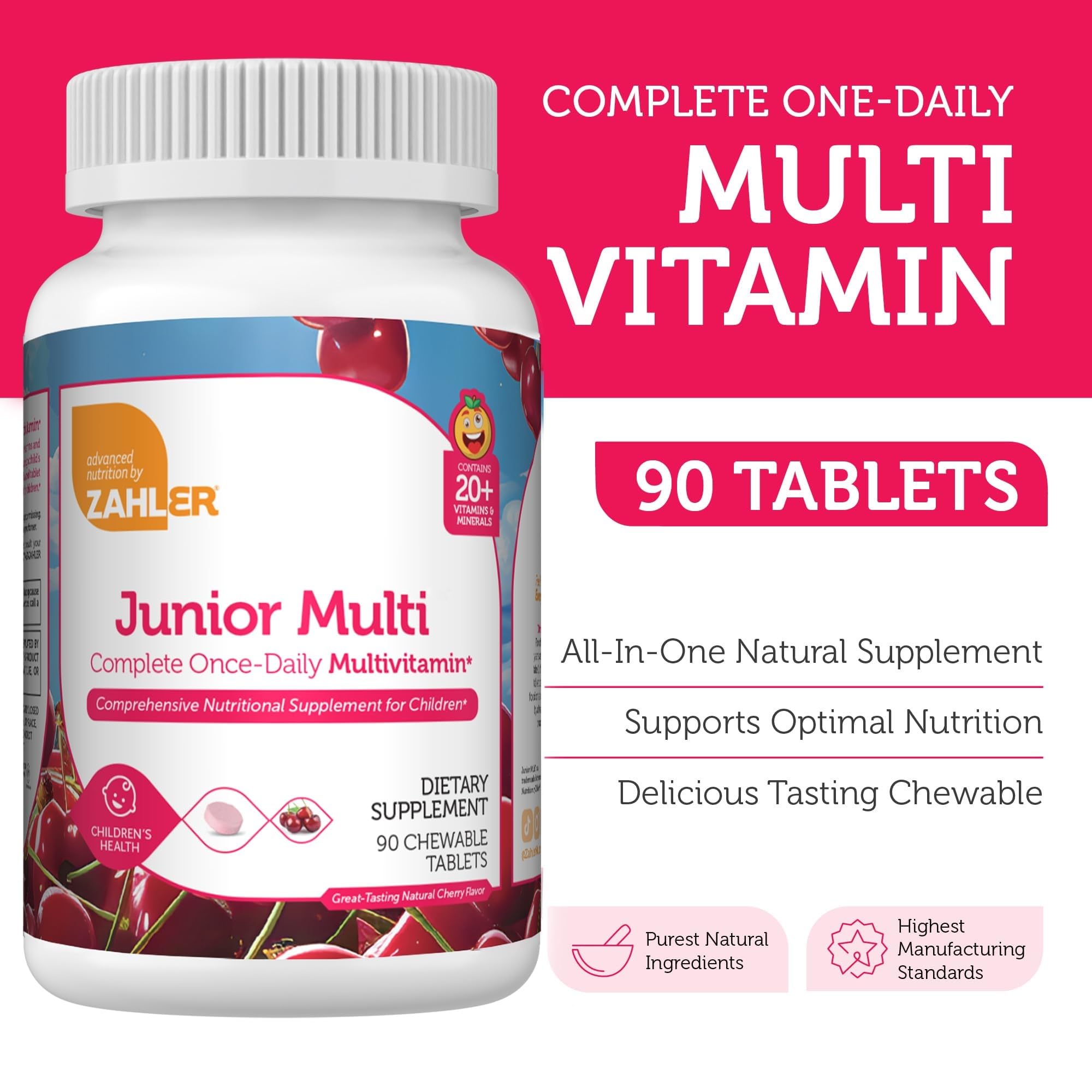 Zahler Kids Multivitamin prise par l’enfant: comprimés faciles à mâcher.