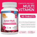 Zahler Kids Multivitamin prise par l’enfant: comprimés faciles à mâcher.