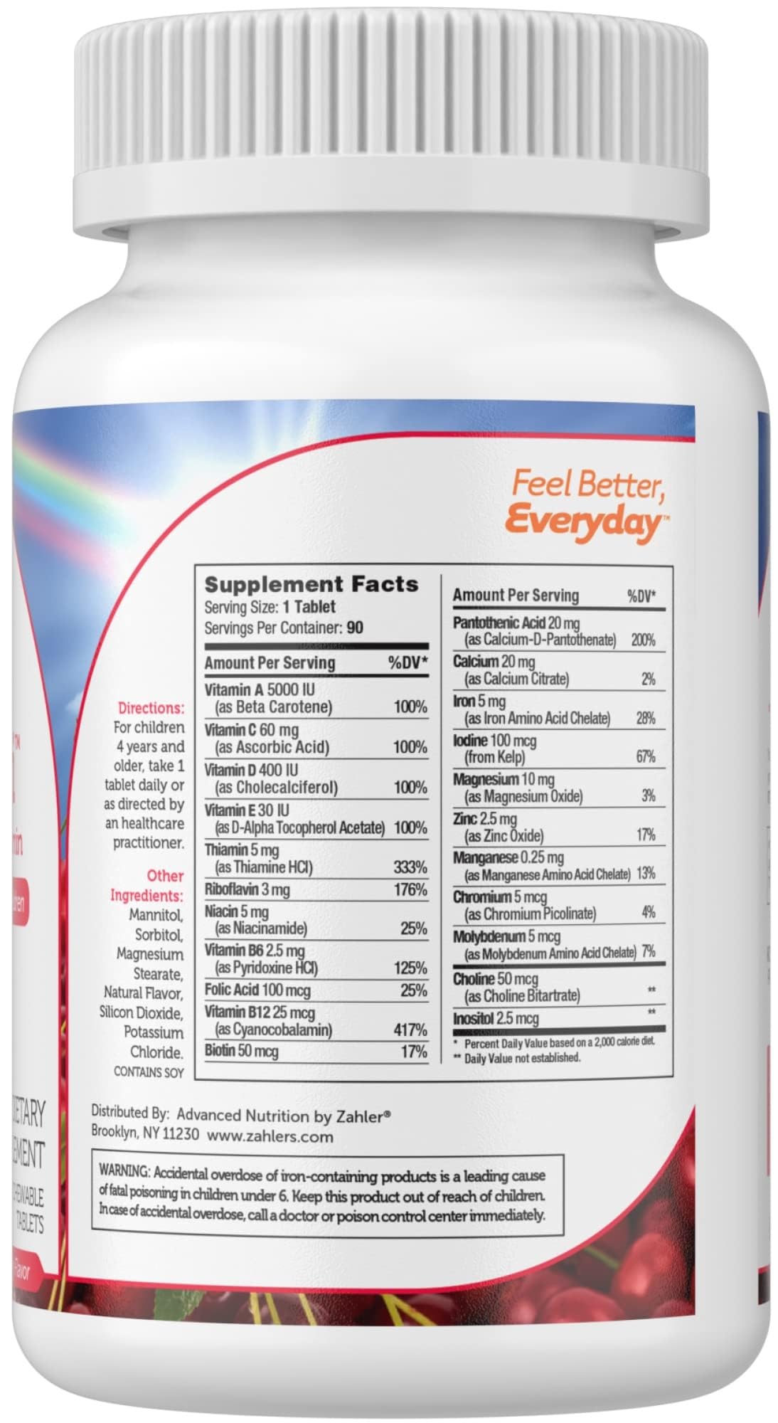 Zahler Kids Multivitamin tablettes masticables cerise: prise facile pour enfants.
