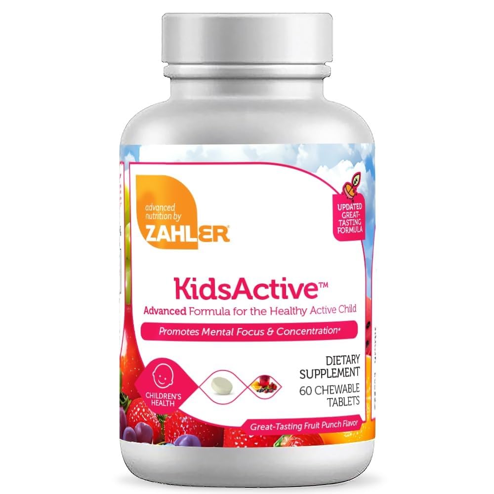 Zahler KidsActive comprimé goût fruit-punch pour concentration chez l'enfant.