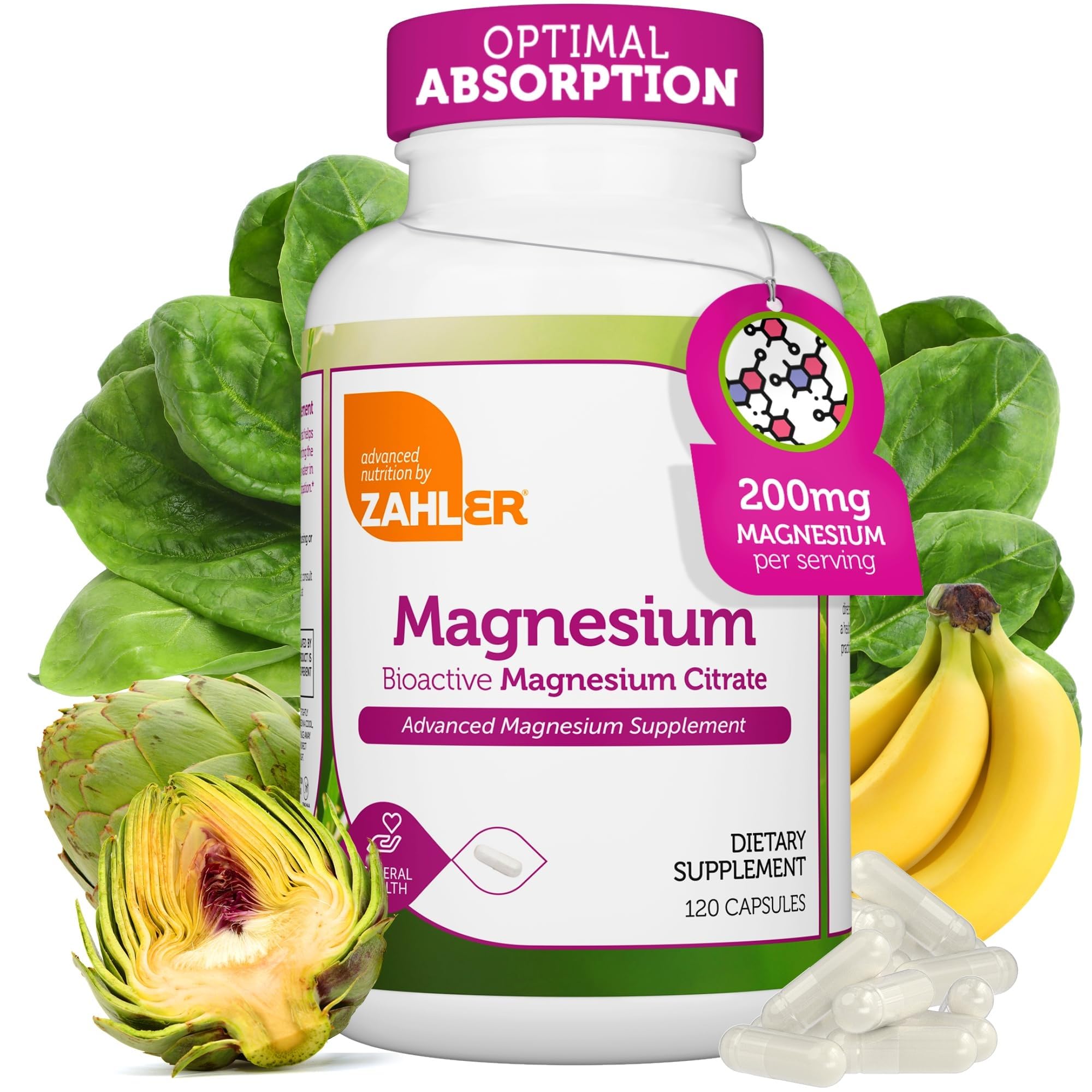 Zahler magnésium citrate 200 mg – capsules pour absorption potentielle.