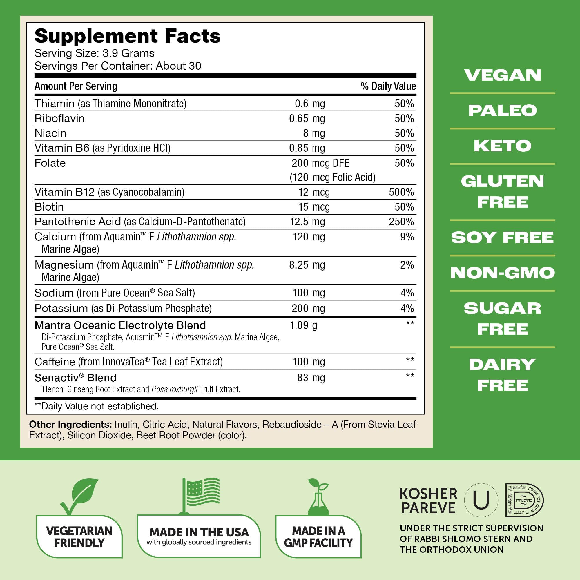Zahler Mantra Go vitamine B12 500%, soutien énergétique en journée.