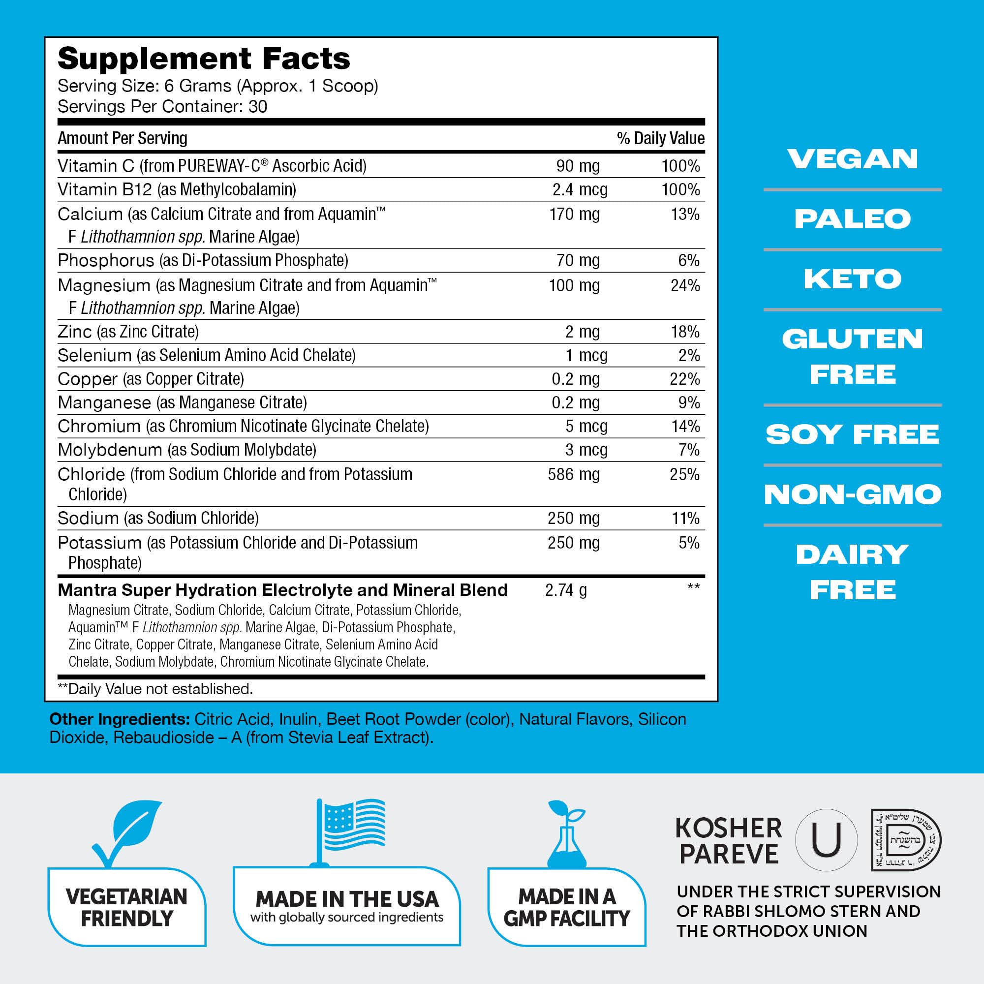 Zahler Mantra Hydrate – Sans additifs, boisson saine adaptée à divers régimes.