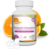 Zahler Mélatonine 5 mg, comprimés masticables orange, soutien potentiel au sommeil paisible.