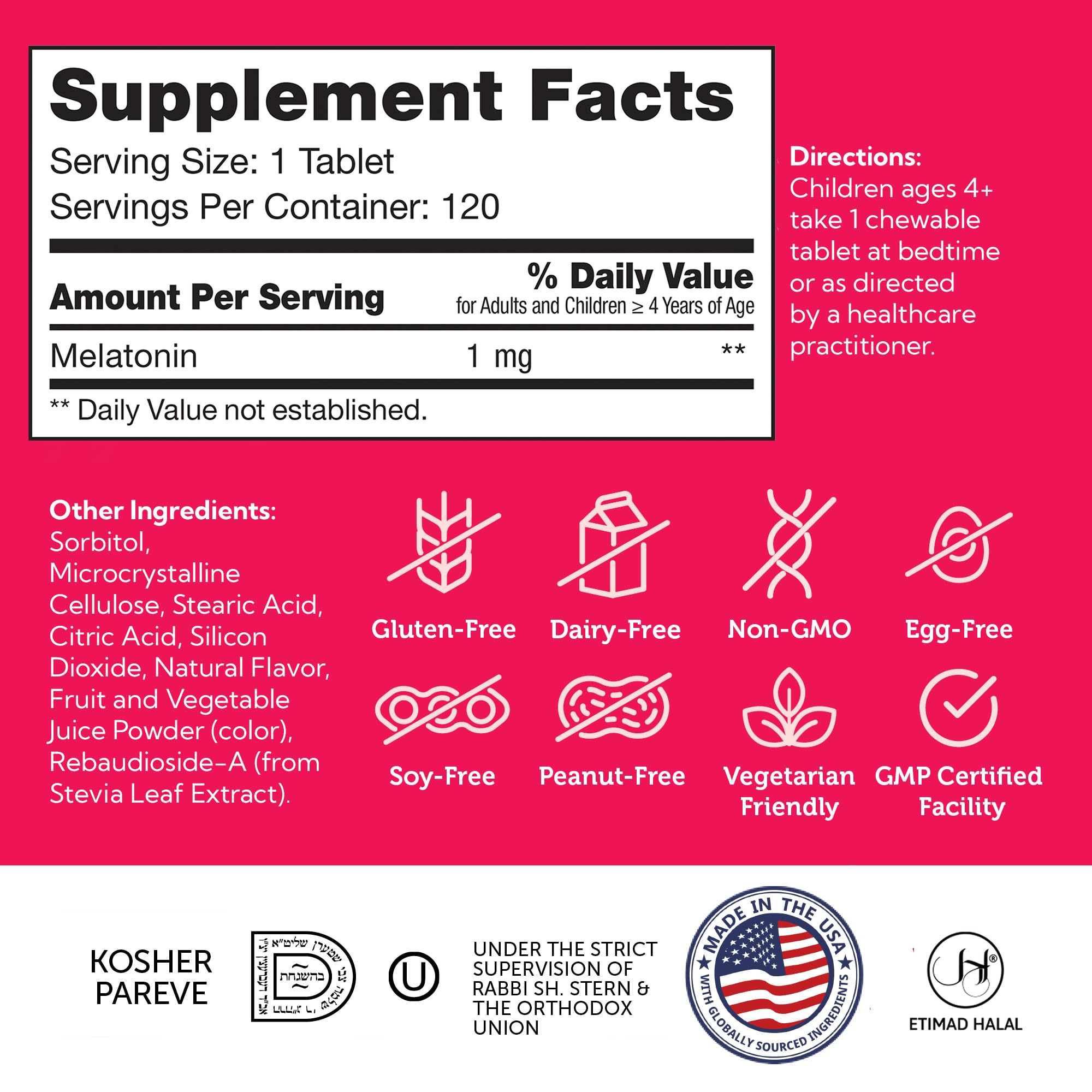 Zahler Mélatonine Enfant 1 mg: certifiée kosher pour les familles